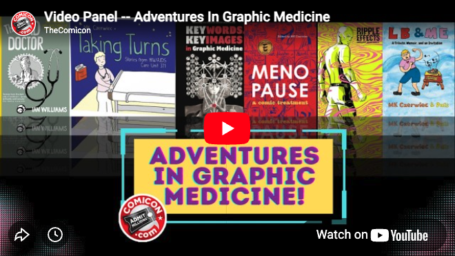 Video frame from Adventures in Graphic Medicine video panel